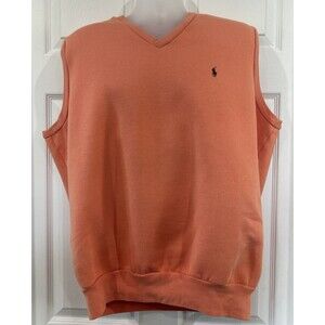 Polo Golf Ralph Lauren Vest Fleece Lined Knit Geek Preppy Orange Men's L